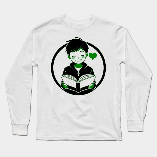 Boy who Loves to Read Green Long Sleeve T-Shirt by CGI Studios